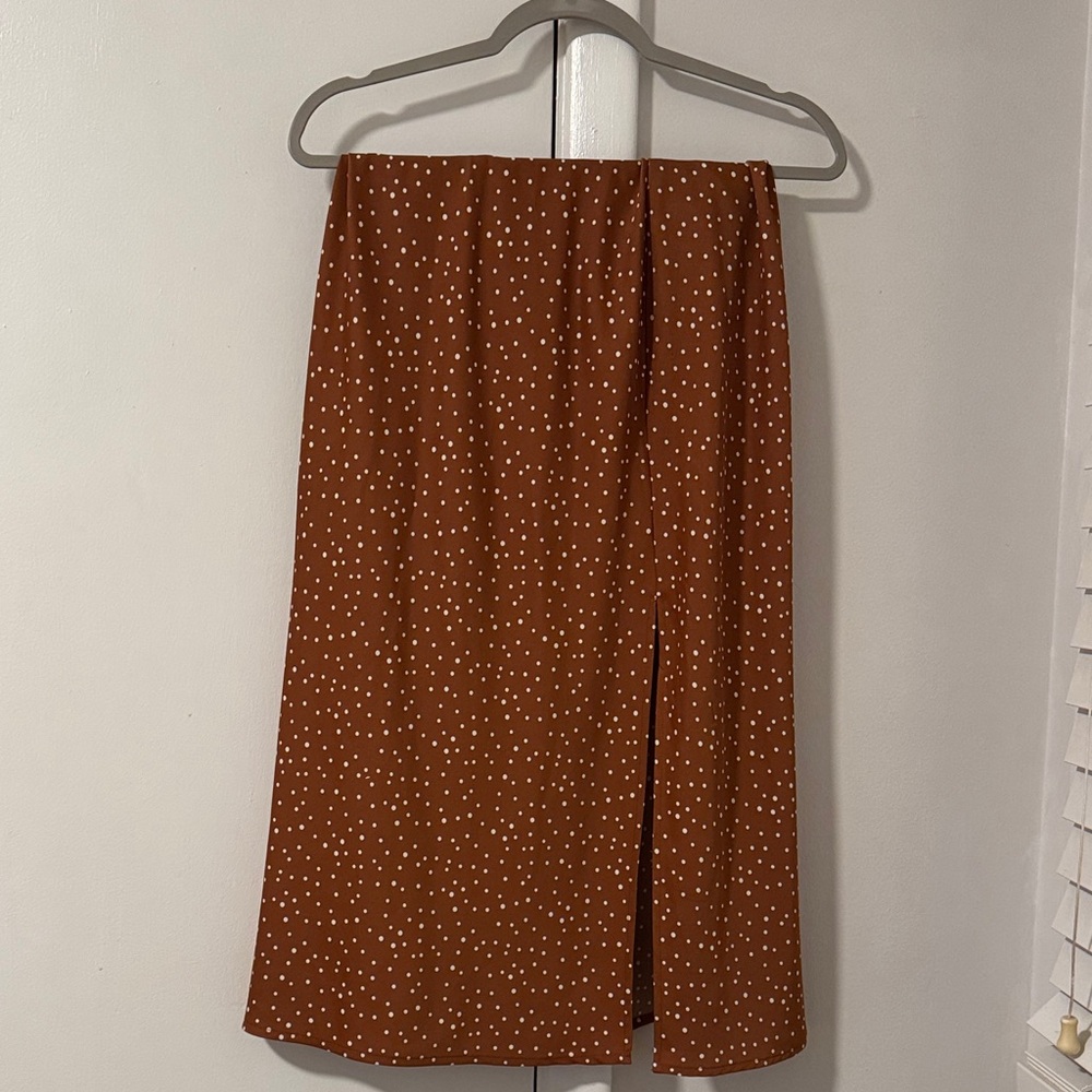 a new day Brown Pencil Skirt with White Dots